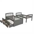 CRO Decor Twin Bunk Bed Trundle with 3 Drawers  with Ladder Safety Rail (Gray)
