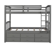 CRO Decor Twin Bunk Bed Trundle with 3 Drawers  with Ladder Safety Rail (Gray)