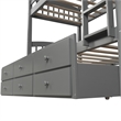 CRO Decor Twin Bunk Bed Trundle with 3 Drawers  with Ladder Safety Rail (Gray)