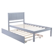 CRO Decor Twin Size Platform Bed Wood Platform Bed with Trundle (Gray)