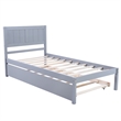 CRO Decor Twin Size Platform Bed Wood Platform Bed with Trundle (Gray)