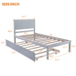CRO Decor Twin Size Platform Bed Wood Platform Bed with Trundle (Gray)