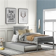 CRO Decor Twin Size Platform Bed Wood Platform Bed with Trundle (Gray)