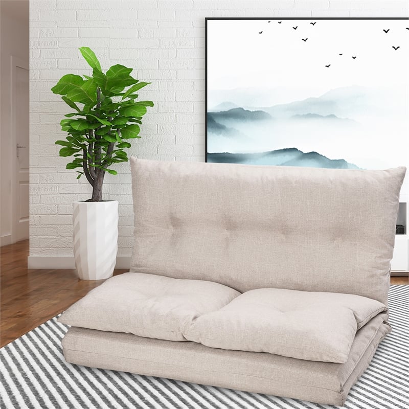 CRO Decor Adjustable Fabric Folding Chaise Lounge Sofa Floor Couch and Sofa