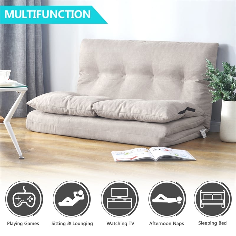 CRO Decor Adjustable Fabric Folding Chaise Lounge Sofa Floor Couch and Sofa