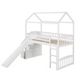 CRO Decor Twin Loft Bed with Two Drawers and Slide House Bed with Slide (White)
