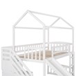 CRO Decor Twin Loft Bed with Two Drawers and Slide House Bed with Slide (White)