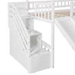 CRO Decor Twin Loft Bed with Two Drawers and Slide House Bed with Slide (White)