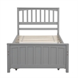 CRO Decor Wood Twin size Platform Bed with Trundle (Gray)