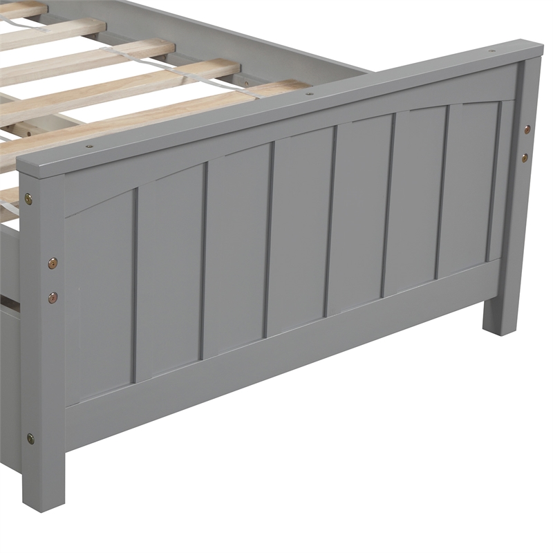 CRO Decor Wood Twin size Platform Bed with Trundle (Gray)