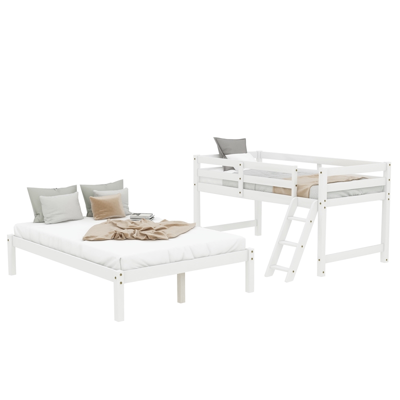 CRO Decor Wood Twin Over Full Bunk Bed (White)