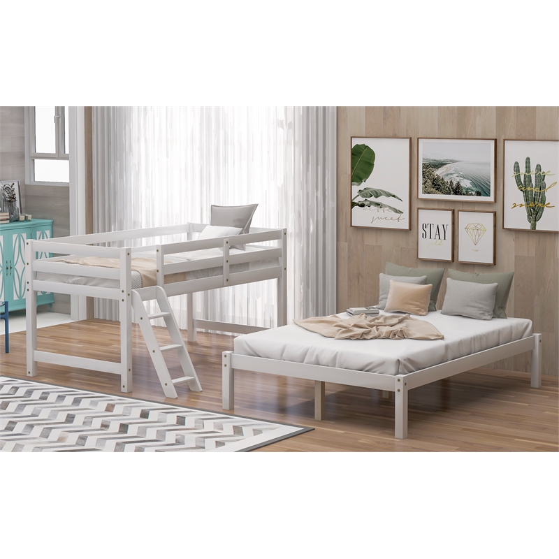 CRO Decor Wood Twin Over Full Bunk Bed (White)