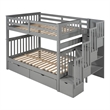 CRO Decor Full Over Full Bunk Bed with Shelves and 6 Storage Drawers (Gray)