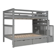 CRO Decor Full Over Full Bunk Bed with Shelves and 6 Storage Drawers (Gray)