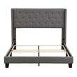 CRO Decor Upholstered Platform Bed with Headboard Gray Linen Fabric Queen Size