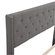 CRO Decor Upholstered Platform Bed with Headboard Gray Linen Fabric Queen Size