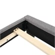 CRO Decor Upholstered Platform Bed with Headboard Gray Linen Fabric Queen Size