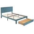 CRO Decor Queen Size Storage Bed Velvet Upholstered Platform Bed with a Drawer