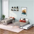 CRO Decor Twin over Twin/Full Bunk Bed with Twin Size Trundle (Gray)