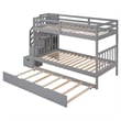 CRO Decor Twin over Twin/Full Bunk Bed with Twin Size Trundle (Gray)