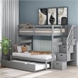 CRO Decor Twin over Twin/Full Bunk Bed with Twin Size Trundle (Gray)
