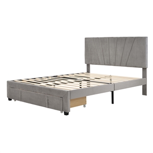 cro decor queen size storage bed velvet upholstered platform bed with a drawer