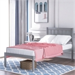 CRO Decor Wood Platform Bed Twin size Platform Bed with Headboard (Gray)