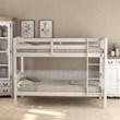 CRO Decor Wood Twin Over Twin Bunk Bed with Ladder (White)