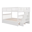 CRO Decor Stairway Full-Over-Full Bunk Bed with Twin Trundle Storage (White)
