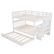 CRO Decor Stairway Full-Over-Full Bunk Bed with Twin Trundle Storage (White)