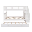 CRO Decor Stairway Full-Over-Full Bunk Bed with Twin Trundle Storage (White)