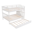 CRO Decor Stairway Full-Over-Full Bunk Bed with Twin Trundle Storage (White)
