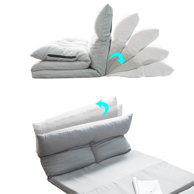 CRO Decor Fabric Folding Chaise Lounge Floor Sofa (Gray)