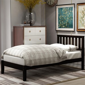 cro decor wood platform bed with headboard/wood slat support twin (espresso)