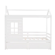 CRO Decor Twin Size House Bed Wood Bed with Two Drawers ( White )