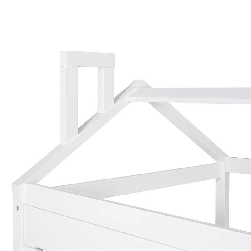 CRO Decor Twin Size House Bed Wood Bed with Two Drawers ( White )