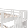 CRO Decor Stairway Twin-Over-Full Bunk Bed with Drawer Storage and Guard Rail