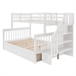 CRO Decor Stairway Twin-Over-Full Bunk Bed with Drawer Storage and Guard Rail