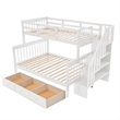 CRO Decor Stairway Twin-Over-Full Bunk Bed with Drawer Storage and Guard Rail