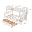 CRO Decor Stairway Twin-Over-Full Bunk Bed with Drawer Storage and Guard Rail