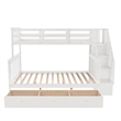 CRO Decor Stairway Twin-Over-Full Bunk Bed with Drawer Storage and Guard Rail