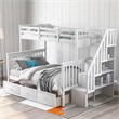 CRO Decor Stairway Twin-Over-Full Bunk Bed with Drawer Storage and Guard Rail