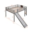 CRO Decor Full size Loft Bed Wood Bed with Slide Stair and Chalkboard (Gray)