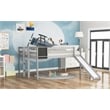 CRO Decor Full size Loft Bed Wood Bed with Slide Stair and Chalkboard (Gray)