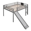 CRO Decor Full size Loft Bed Wood Bed with Slide Stair and Chalkboard (Gray)