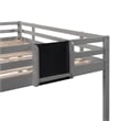 CRO Decor Full size Loft Bed Wood Bed with Slide Stair and Chalkboard (Gray)