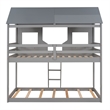 CRO Decor Twin Over Twin Bunk Bed Wood with Roof Window Guardrail Ladder (Gray)