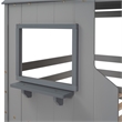 CRO Decor Twin Over Twin Bunk Bed Wood with Roof Window Guardrail Ladder (Gray)