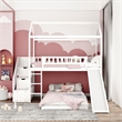 CRO Decor Twin Over Twin Bunk Bed with Two Drawers and Slide House Bed  (White)