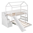 CRO Decor Twin Over Twin Bunk Bed with Two Drawers and Slide House Bed  (White)